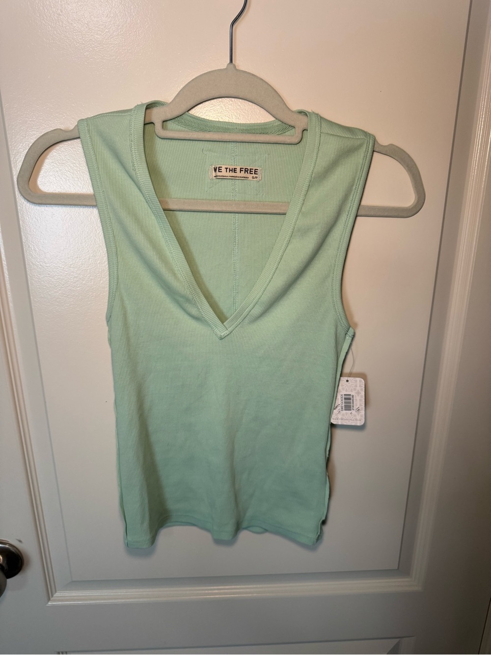 Free People Mint V-Neck Ribbed Tank - Picture 4 of 5